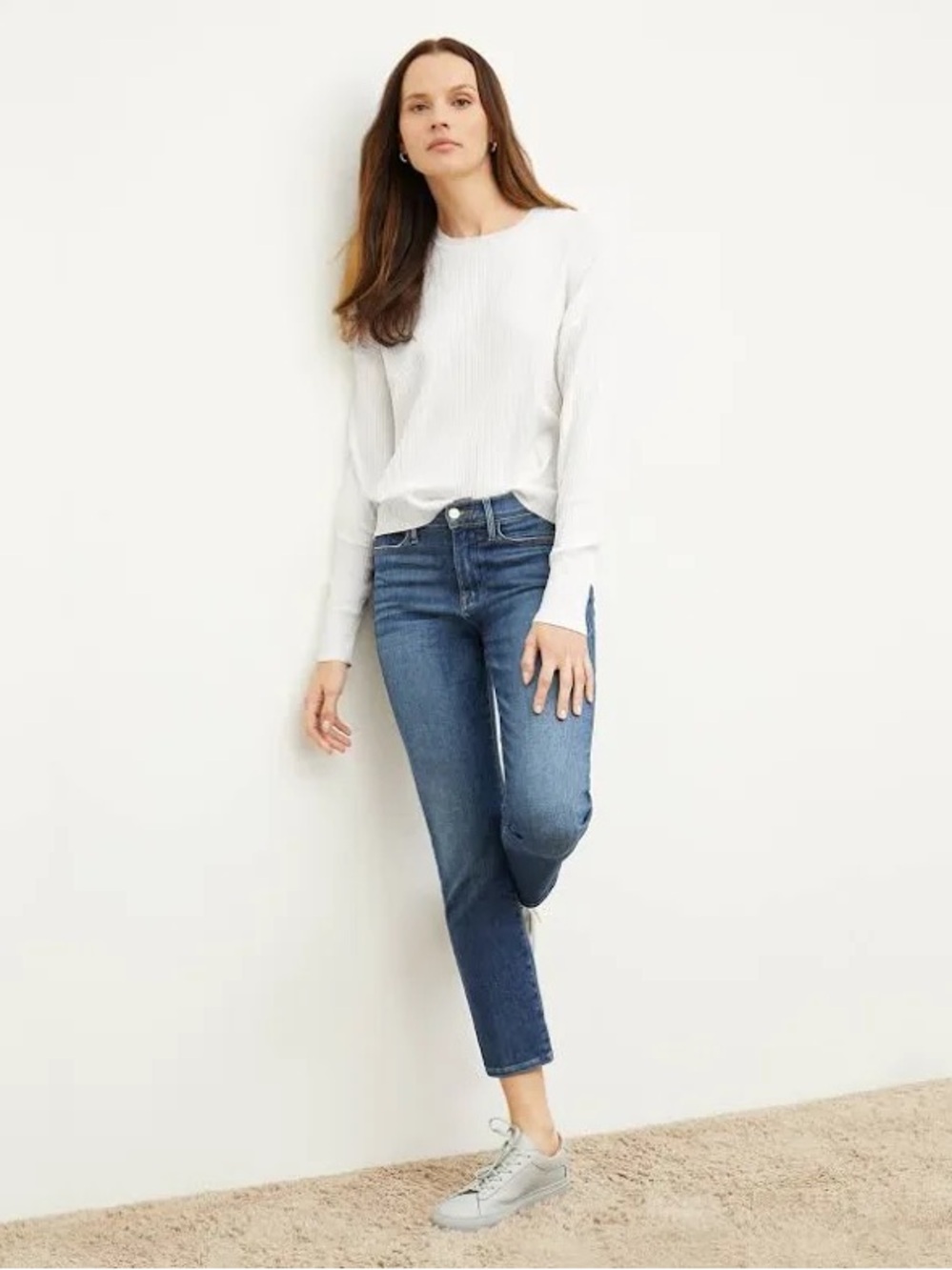 Frame Le High Straight Ankle Cropped Bestia Jean 30 Medium Wash